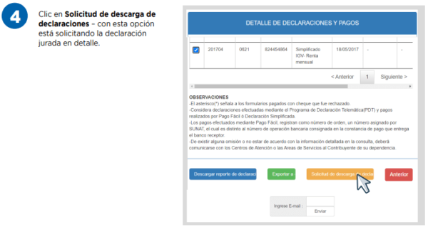 PASOS PARA SOLICITAR EL REPORTE DETALLADO DE MIS DECLARACIONES JURADAS ...